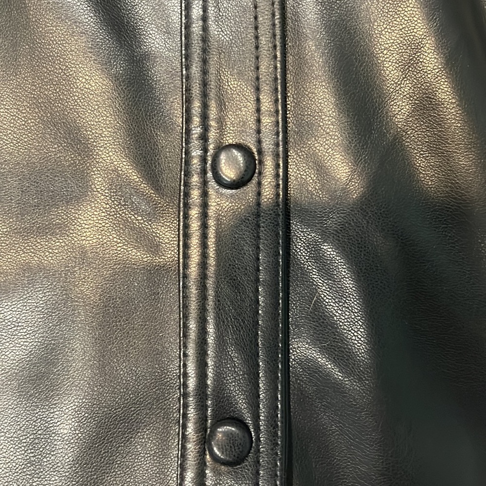 ENGLISH FACTORY faux leather cinched mini dress with snap bottoms in black M - Picture 6 of 9